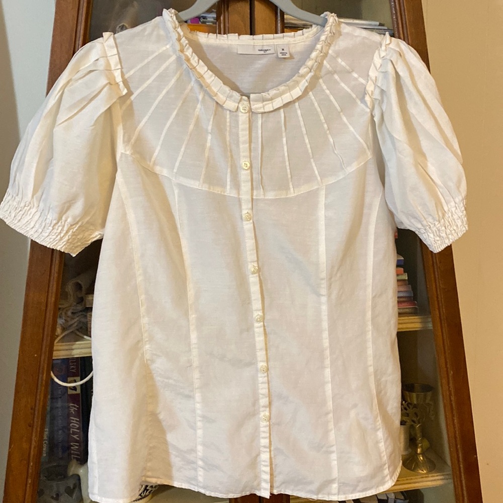 Halogen White Button-Up Blouse